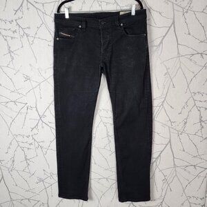 Diesel Black Wash Mid Rise Larkee Button Fly Straight Leg Jeans